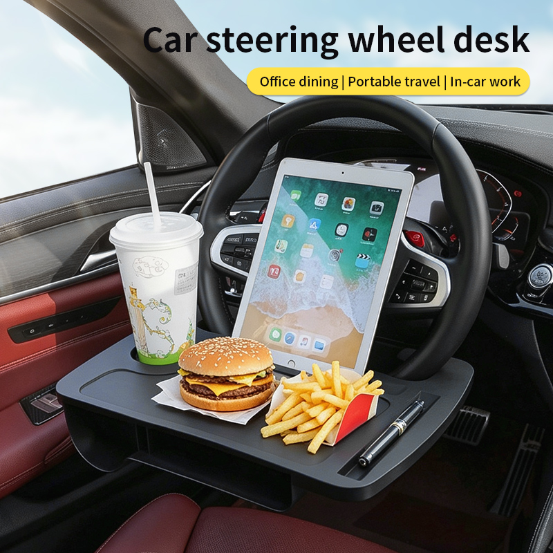 Travel Accessories Holder - 2-IN-1 Car Steering Wheel Table Tray,