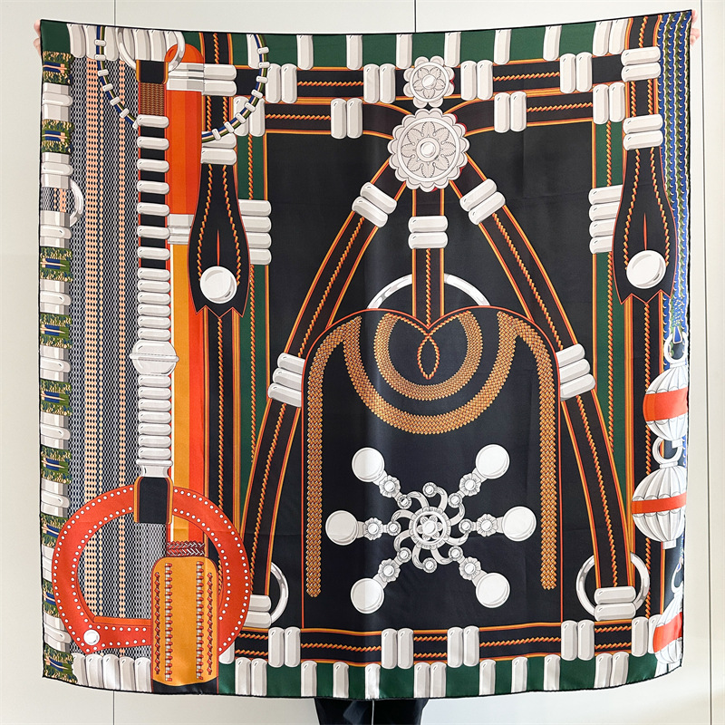 Travel Accessories Designer - Saddle Print Silk Scarf Luxury Designers