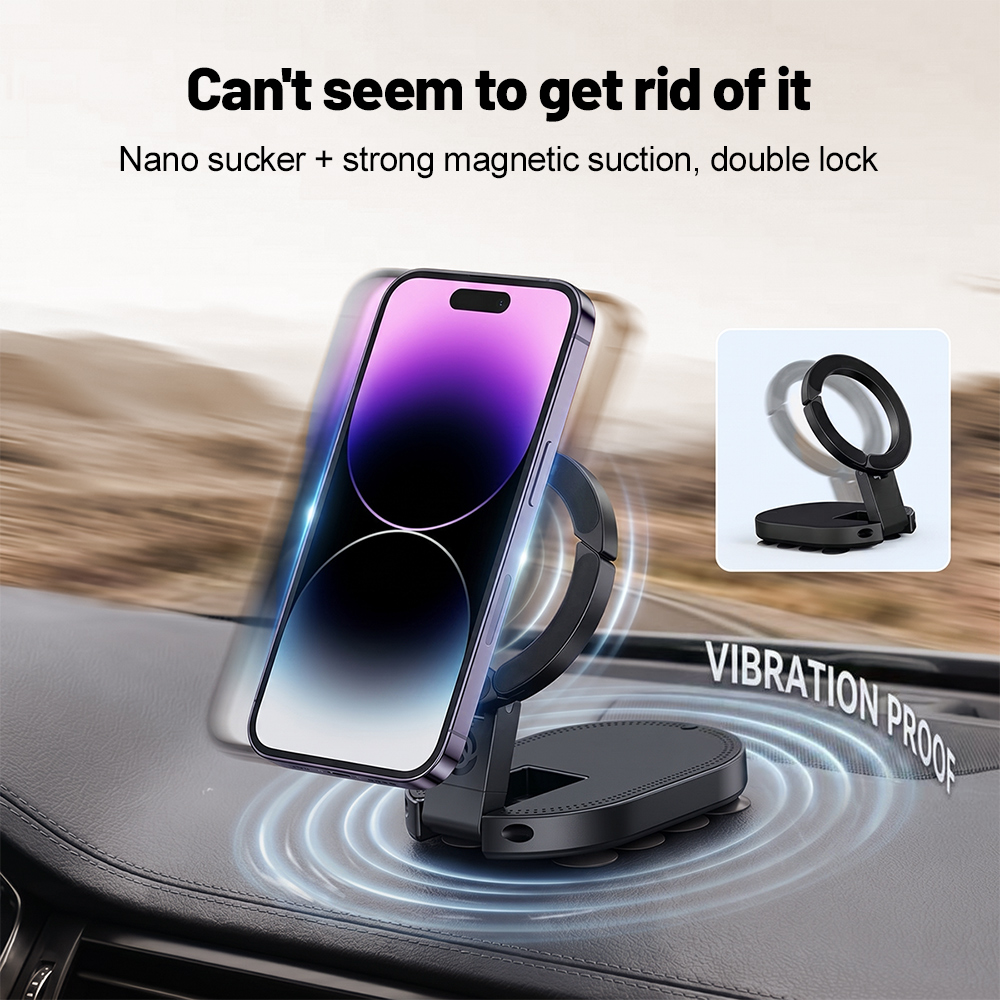 Travel Accessories Holder - 360° Rotation 3‑In‑1 Suction Cup Magnetic