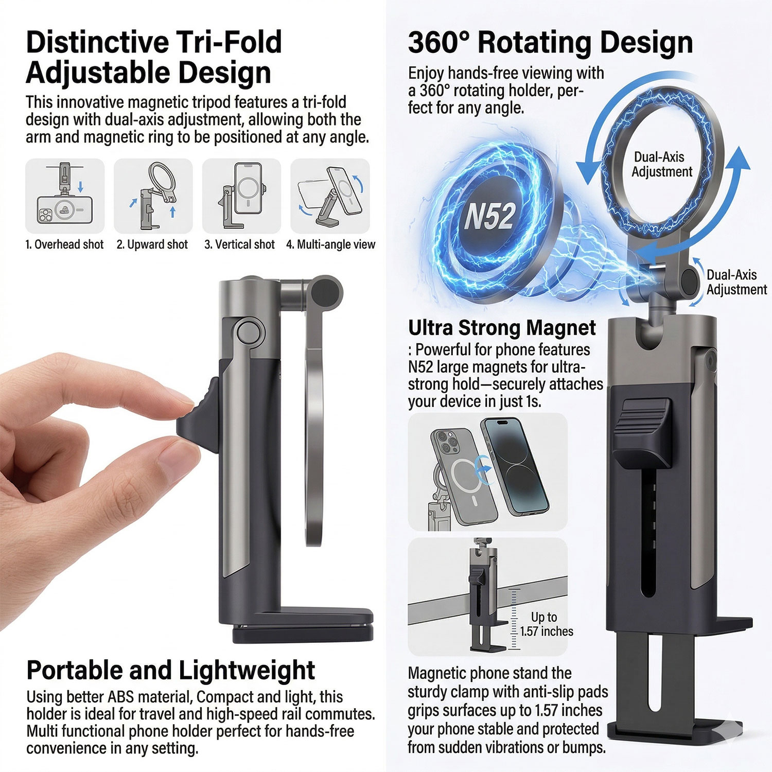 Phone Holder Airplane - Adjustable Universal Magnetic Phone Holder Travel