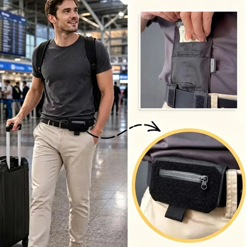 Passport Holder Rfid - Portable Waist Belt Wallet,Men Gift,Slim Hidden