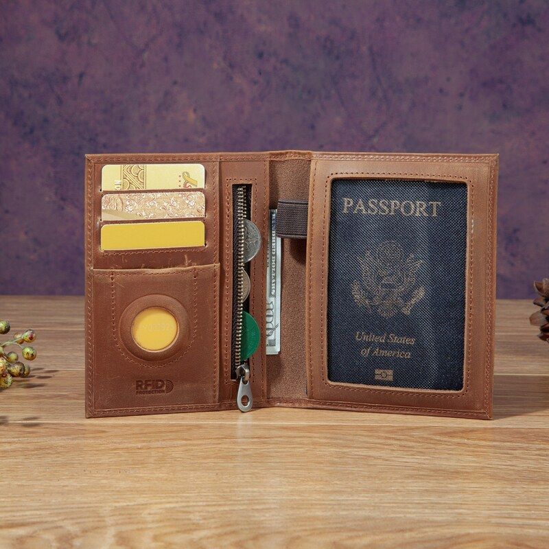 Passport Holder Rfid - Fashionable Unisex Mad Leather Passport Holder