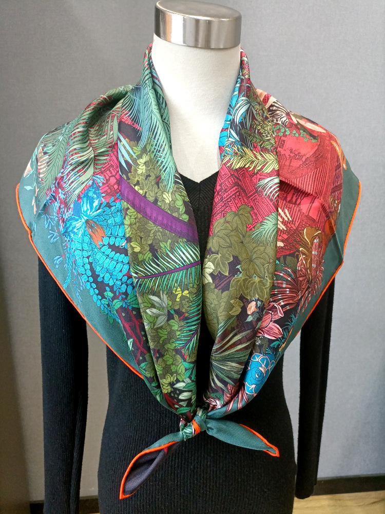 Silk Scarf 90CM Women Hand Rol - đánh giá và giá Travel Accessories Designer