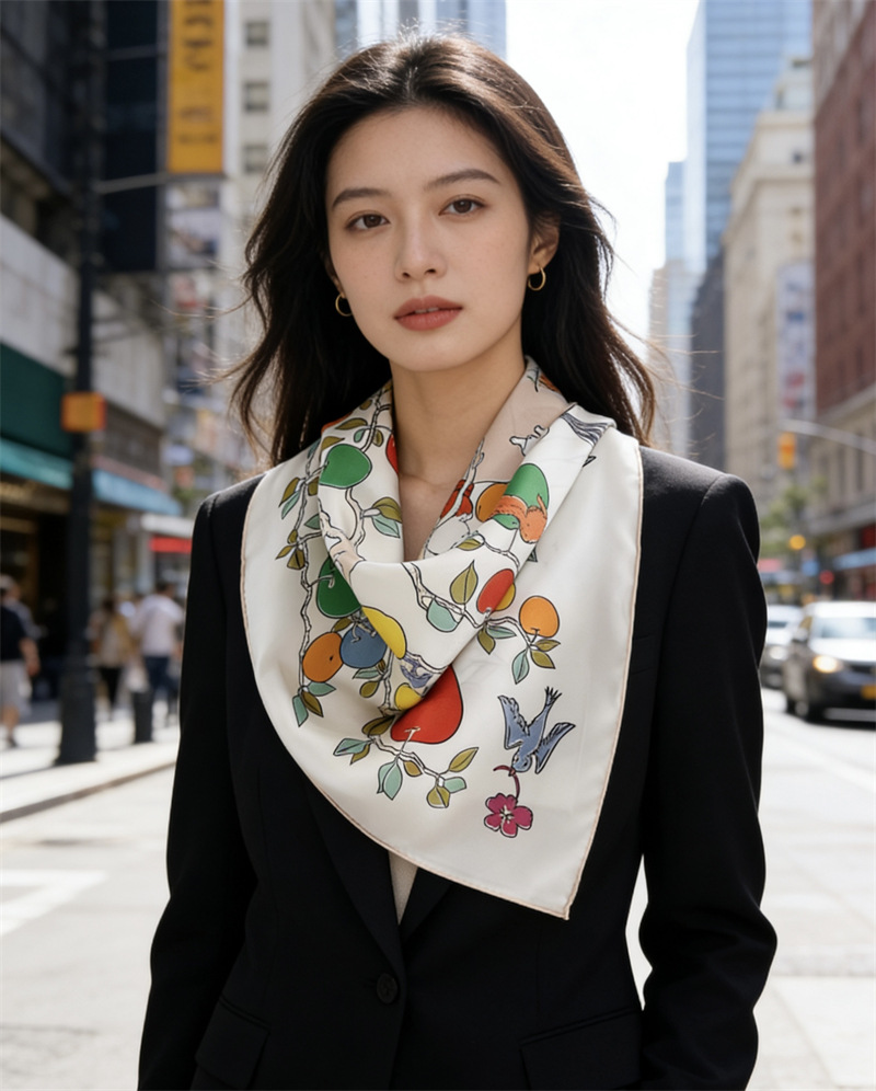 AB Faced Print Silk Scarf 18MM - đánh giá và giá Travel Accessories Designer