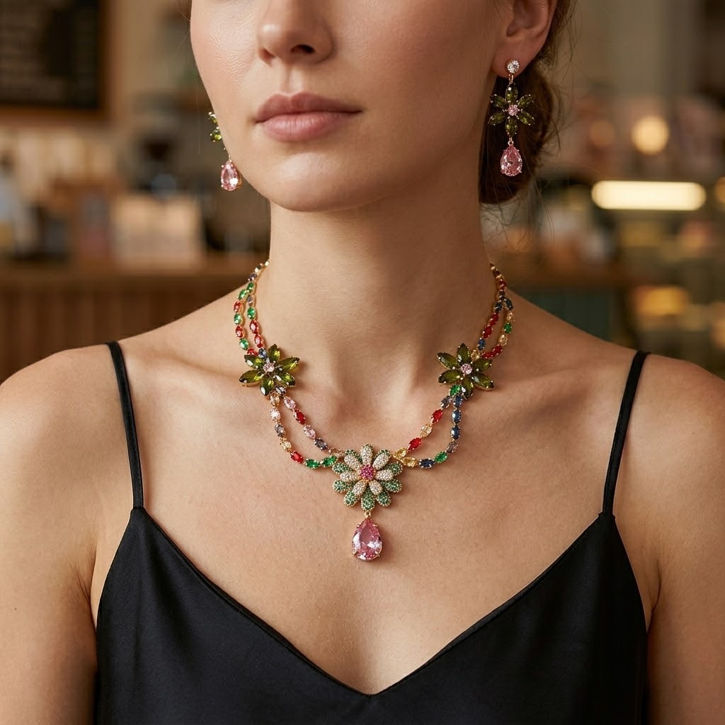 Luxury Colorful Zircon Flower  - đánh giá và giá Accessories Travel Jewelry Box
